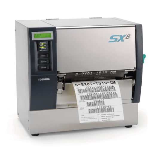 Discover the Toshiba B-SX8T Wide Web Printer, perfect for industrial applications. Enjoy high-speed, large-format label printing with superior resolution, thanks to its durable Near-Edge print head. Save costs with its ribbon save function and rely on proven performance and maximum uptime for your business.