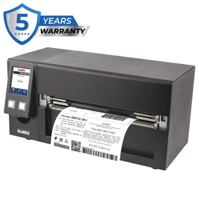 Discover the Godex HD830i+, the best-in-class eight-inch wide industrial barcode printer. Enjoy robust durability, wireless connectivity, user-friendly set-up, and a 5-year warranty. Ideal for demanding environments!
